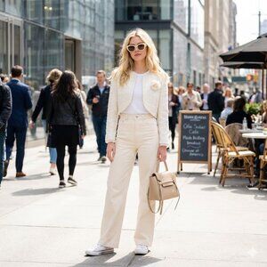 NWOT DStudio ivory cream metallic fibre tweed like bolero style short jacket, 2